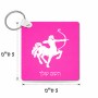 מחזיק מפתחות בצורת ריבוע בעיצוב אישי עם השם שלך בעיצוב מזלות - קשת גודל המחזיק 5 × 5 ס"מ