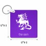 מחזיק מפתחות בצורת ריבוע בעיצוב אישי עם השם שלך בעיצוב דרקון גודל המחזיק 5 × 5 ס"מ