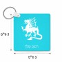 מחזיק מפתחות בצורת ריבוע בעיצוב אישי עם השם שלך בעיצוב דרקון גודל המחזיק 5 × 5 ס"מ