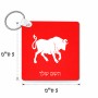 מחזיק מפתחות בצורת ריבוע בעיצוב אישי עם השם שלך בעיצוב מזלות - שור גודל המחזיק 5 × 5 ס"מ
