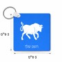 מחזיק מפתחות בצורת ריבוע בעיצוב אישי עם השם שלך בעיצוב מזלות - שור גודל המחזיק 5 × 5 ס"מ