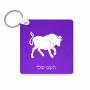 מחזיק מפתחות בצורת ריבוע בעיצוב אישי עם השם שלך בעיצוב מזלות - שור גודל המחזיק 5 × 5 ס"מ