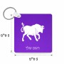 מחזיק מפתחות בצורת ריבוע בעיצוב אישי עם השם שלך בעיצוב מזלות - שור גודל המחזיק 5 × 5 ס"מ