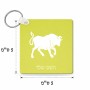 מחזיק מפתחות בצורת ריבוע בעיצוב אישי עם השם שלך בעיצוב מזלות - שור גודל המחזיק 5 × 5 ס"מ