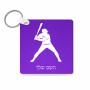 מחזיק מפתחות בצורת ריבוע בעיצוב אישי עם השם שלך בעיצוב שחקן בייסבול גודל המחזיק 5 × 5 ס"מ