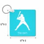 מחזיק מפתחות בצורת ריבוע בעיצוב אישי עם השם שלך בעיצוב שחקן בייסבול גודל המחזיק 5 × 5 ס"מ