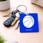 מחזיק מפתחות בצורת ריבוע בעיצוב אישי עם השם שלך בעיצוב כדורסל גודל המחזיק 5 × 5 ס"מ