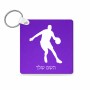 מחזיק מפתחות בצורת ריבוע בעיצוב אישי עם השם שלך בעיצוב שחקן כדורסל גודל המחזיק 5 × 5 ס"מ