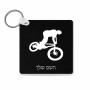 מחזיק מפתחות בצורת ריבוע בעיצוב אישי עם השם שלך בעיצוב רוכב אופניים גודל המחזיק 5 × 5 ס"מ