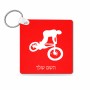 מחזיק מפתחות בצורת ריבוע בעיצוב אישי עם השם שלך בעיצוב רוכב אופניים גודל המחזיק 5 × 5 ס"מ