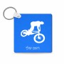 מחזיק מפתחות בצורת ריבוע בעיצוב אישי עם השם שלך בעיצוב רוכב אופניים גודל המחזיק 5 × 5 ס"מ