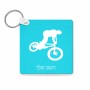 מחזיק מפתחות בצורת ריבוע בעיצוב אישי עם השם שלך בעיצוב רוכב אופניים גודל המחזיק 5 × 5 ס"מ