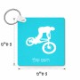 מחזיק מפתחות בצורת ריבוע בעיצוב אישי עם השם שלך בעיצוב רוכב אופניים גודל המחזיק 5 × 5 ס"מ