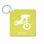 מחזיק מפתחות בצורת ריבוע בעיצוב אישי עם השם שלך בעיצוב רוכב אופניים גודל המחזיק 5 × 5 ס"מ