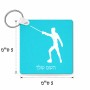 מחזיק מפתחות בצורת ריבוע בעיצוב אישי עם השם שלך בעיצוב לוחם סייף גודל המחזיק 5 × 5 ס"מ