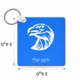 מחזיק מפתחות בצורת ריבוע בעיצוב אישי עם השם שלך בעיצוב ראש נשר גודל המחזיק 5 × 5 ס"מ
