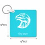 מחזיק מפתחות בצורת ריבוע בעיצוב אישי עם השם שלך בעיצוב ראש נשר גודל המחזיק 5 × 5 ס"מ