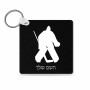 מחזיק מפתחות בצורת ריבוע בעיצוב אישי עם השם שלך בעיצוב הוקי שוערים גודל המחזיק 5 × 5 ס"מ
