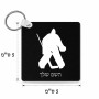 מחזיק מפתחות בצורת ריבוע בעיצוב אישי עם השם שלך בעיצוב הוקי שוערים גודל המחזיק 5 × 5 ס"מ