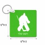 מחזיק מפתחות בצורת ריבוע בעיצוב אישי עם השם שלך בעיצוב הוקי שוערים גודל המחזיק 5 × 5 ס"מ