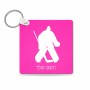 מחזיק מפתחות בצורת ריבוע בעיצוב אישי עם השם שלך בעיצוב הוקי שוערים גודל המחזיק 5 × 5 ס"מ