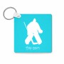 מחזיק מפתחות בצורת ריבוע בעיצוב אישי עם השם שלך בעיצוב הוקי שוערים גודל המחזיק 5 × 5 ס"מ