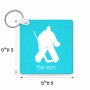 מחזיק מפתחות בצורת ריבוע בעיצוב אישי עם השם שלך בעיצוב הוקי שוערים גודל המחזיק 5 × 5 ס"מ