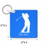 מחזיק מפתחות בצורת ריבוע בעיצוב אישי עם השם שלך בעיצוב שחקן גולף גודל המחזיק 5 × 5 ס"מ