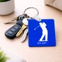 מחזיק מפתחות בצורת ריבוע בעיצוב אישי עם השם שלך בעיצוב שחקן גולף גודל המחזיק 5 × 5 ס"מ