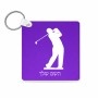 מחזיק מפתחות בצורת ריבוע בעיצוב אישי עם השם שלך בעיצוב שחקן גולף גודל המחזיק 5 × 5 ס"מ