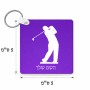 מחזיק מפתחות בצורת ריבוע בעיצוב אישי עם השם שלך בעיצוב שחקן גולף גודל המחזיק 5 × 5 ס"מ