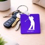 מחזיק מפתחות בצורת ריבוע בעיצוב אישי עם השם שלך בעיצוב שחקן גולף גודל המחזיק 5 × 5 ס"מ