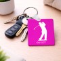 מחזיק מפתחות בצורת ריבוע בעיצוב אישי עם השם שלך בעיצוב שחקן גולף גודל המחזיק 5 × 5 ס"מ
