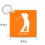 מחזיק מפתחות בצורת ריבוע בעיצוב אישי עם השם שלך בעיצוב שחקן גולף גודל המחזיק 5 × 5 ס"מ