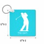 מחזיק מפתחות בצורת ריבוע בעיצוב אישי עם השם שלך בעיצוב שחקן גולף גודל המחזיק 5 × 5 ס"מ