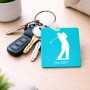 מחזיק מפתחות בצורת ריבוע בעיצוב אישי עם השם שלך בעיצוב שחקן גולף גודל המחזיק 5 × 5 ס"מ