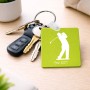 מחזיק מפתחות בצורת ריבוע בעיצוב אישי עם השם שלך בעיצוב שחקן גולף גודל המחזיק 5 × 5 ס"מ