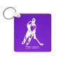 מחזיק מפתחות בצורת ריבוע בעיצוב אישי עם השם שלך בעיצוב שחקן הוקי גודל המחזיק 5 × 5 ס"מ