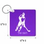 מחזיק מפתחות בצורת ריבוע בעיצוב אישי עם השם שלך בעיצוב שחקן הוקי גודל המחזיק 5 × 5 ס"מ