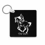 מחזיק מפתחות בצורת ריבוע בעיצוב אישי עם השם שלך בעיצוב רוכב סוסים 2 גודל המחזיק 5 × 5 ס"מ
