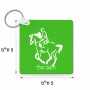 מחזיק מפתחות בצורת ריבוע בעיצוב אישי עם השם שלך בעיצוב רוכב סוסים 2 גודל המחזיק 5 × 5 ס"מ