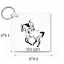 מחזיק מפתחות בצורת ריבוע בעיצוב אישי עם השם שלך בעיצוב רוכב סוסים 2 גודל המחזיק 5 × 5 ס"מ