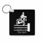 מחזיק מפתחות בצורת ריבוע בעיצוב אישי עם השם שלך בעיצוב רוכב סוסים גודל המחזיק 5 × 5 ס"מ