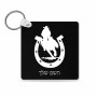 מחזיק מפתחות בצורת ריבוע בעיצוב אישי עם השם שלך בעיצוב פרסה וסוס גודל המחזיק 5 × 5 ס"מ
