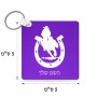 מחזיק מפתחות בצורת ריבוע בעיצוב אישי עם השם שלך בעיצוב פרסה וסוס גודל המחזיק 5 × 5 ס"מ