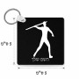 מחזיק מפתחות בצורת ריבוע בעיצוב אישי עם השם שלך בעיצוב זורק כידון גודל המחזיק 5 × 5 ס"מ