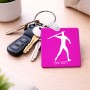 מחזיק מפתחות בצורת ריבוע בעיצוב אישי עם השם שלך בעיצוב זורק כידון גודל המחזיק 5 × 5 ס"מ