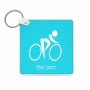 מחזיק מפתחות בצורת ריבוע בעיצוב אישי עם השם שלך בעיצוב אופניים אולימפיים גודל המחזיק 5 × 5 ס"מ