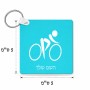 מחזיק מפתחות בצורת ריבוע בעיצוב אישי עם השם שלך בעיצוב אופניים אולימפיים גודל המחזיק 5 × 5 ס"מ