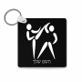 מחזיק מפתחות בצורת ריבוע בעיצוב אישי עם השם שלך בעיצוב לוחמים אולימפיים גודל המחזיק 5 × 5 ס"מ